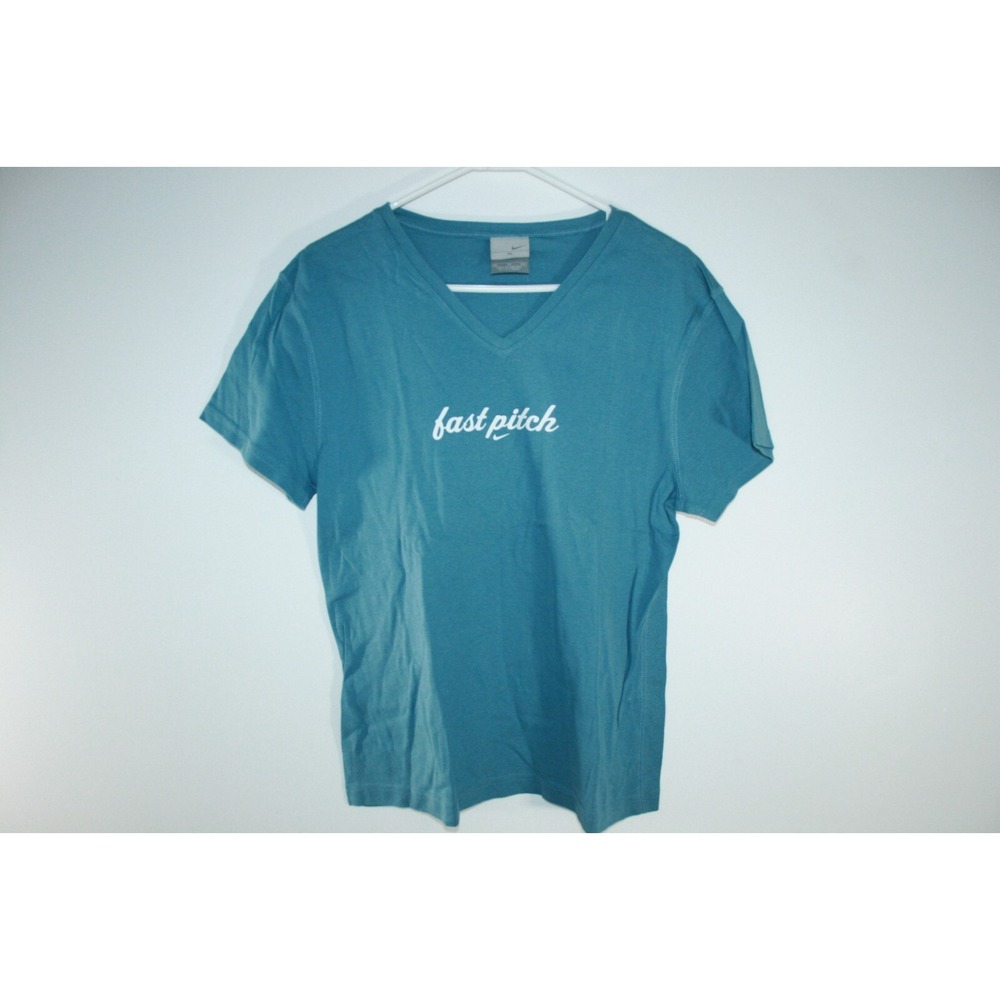 Vintage Nike Women's Blue Fast Pitch‎ Softball V-Neck T-Shirt Size XL